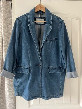 American Eagle Outfitters Denim Blazer in Medium Blue